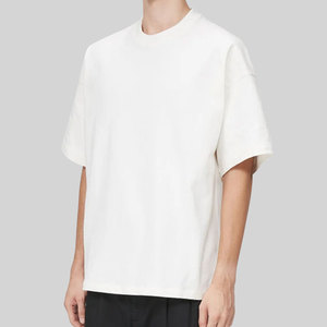 T-shirt Homme 100% Coton Épais Coupe Boxy Épaules Tombantes Col Rond Ample Blanc Uni Grande Taille Été - Product Image 1