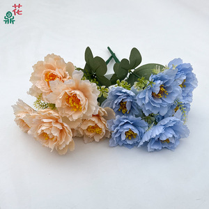 Peonía Artificial de Seda, Flor de Peonía Multicabeza con Tallo Pequeño, Hecha a Mano, Decoración para el Hogar, Adorno para Bodas - Product Image 3