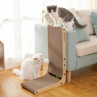 Griffoir pour chat classique durable personnalisé, arbre à griffes en bois et carton, forme en L, à fixer au mur, pour chats