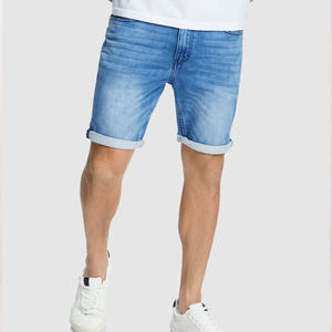 Shorts en denim tissé droit pour homme, performance quotidienne, été, lavage clair, respirant et confortable, tenue décontractée - Product Image 3