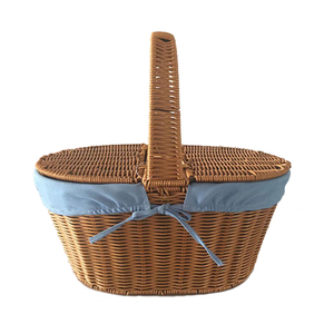 Panier de stockage de nourriture de pique-nique d'approvisionnement d'usine rotin de jonc de mer tissé à la main avec couvercle et poignée multifonction écologique - Product Image 1