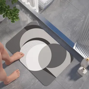 Emici bebek kalın büyük diyatomit Shaggy özel Logo banyo Mat halı kilim Terry banyo seti Geometrik banyo Mat