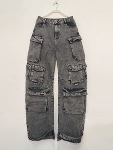 OUDINA <span class=keywords><strong>Jeans</strong></span> Cargo da <span class=keywords><strong>Donna</strong></span> Multi-tasca <span class=keywords><strong>Grigio</strong></span> Larghi e Comodi Calças Jean Femininas <span class=keywords><strong>Jeans</strong></span> Personalizzati - Product Image 3