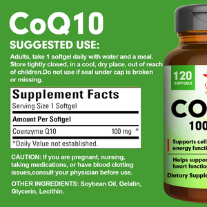 ซอฟต์เจลโคเอนไซม์คิวเท็น (CoQ10) สูตรเฉพาะจากโรงงาน ช่วยเพิ่มพลังงานเซลล์หัวใจ บำรุงสุขภาพ เกรดอาหาร 120 ซอฟต์เจล/ขวด สำหรับผู้ใหญ่ - Product Image 2
