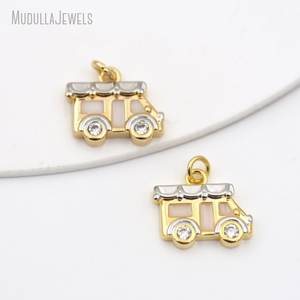 PM54625 vente en gros émail <span class=keywords><strong>Camping</strong></span> voiture <span class=keywords><strong>de</strong></span> tourisme plaqué or cuivre métal voiture pendentif à breloque pour collier bijoux marquage - Product Image 3