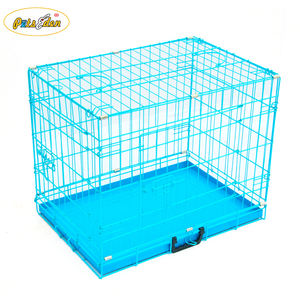 บ้านสัตว์เลี้ยงแบบสองประตูสีน้ำเงิน เฟอร์นิเจอร์กรงสุนัขกลางแจ้ง ทำจากโลหะ พร้อมถาดรอง - Product Image 4