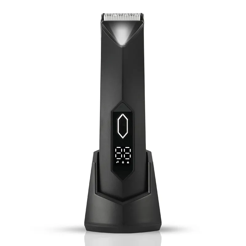 OEM New Safe Ceramic Blade Waterproof Cutting Clipper Black LED Barber Electric Ball Shaver Grain Men Body Hair Trimmer para homens