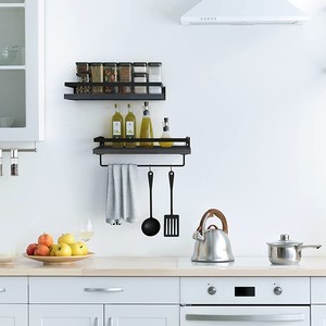 Thiết Kế Hiện Đại Nổi Kệ Bộ <span class=keywords><strong>2</strong></span> Màu Đen Cho <span class=keywords><strong>Amazon</strong></span> Cho Phòng Tắm/Nhà Bếp/Phòng Ngủ Tường Bình Khăn Trang Trí Kệ Trong Cuộc Sống R - Product Image 4