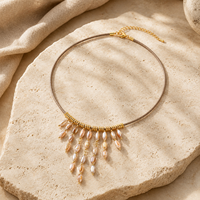 Collier en chaîne à pampilles en cuivre plaqué or 18 carats avec coquille d'ormeau pour femme, bijoux de créateur bohème tendance