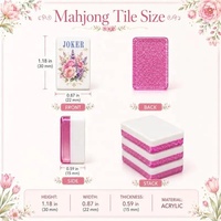 Juego de Mahjong Americano con Bordes Brillantes Rosados, Diseño Floral Moderno, Fichas de Acrílico de Lujo con Rosas y Tulipanes para Entretenimiento