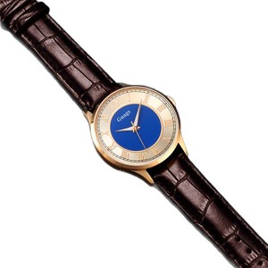 Reloj de cuarzo para hombre de acero inoxidable, esfera redonda, correa de cuero genuino, esfera con números romanos. - Product Image 4