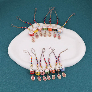 Colgante de Gato de Cerámica Estilo Chino, Llavero, Amuleto Metálico, Correa para Teléfono, Adorno para Bolso, Atrae la Riqueza, Buena Fortuna, Gato de la Suerte - Product Image 2
