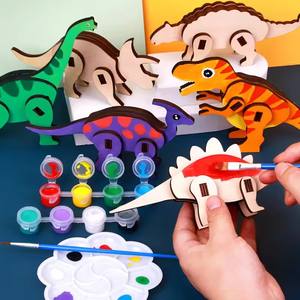 <span class=keywords><strong>Puzzle</strong></span> <span class=keywords><strong>3D</strong></span> en bois de bambou à personnaliser pour enfants, jeu d'artisanat d'animaux de dessin animé dinosaures, jeu d'artisanat pour enfants de plus de 3 ans - Product Image 4