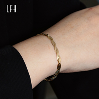 Vente en gros de bijoux en or 18 carats, chaîne réglable, bracelet en os de poisson, chaîne torsadée en or, double couche, chaîne plate en serpent, Au750