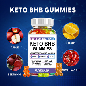 Gommes personnalisées d'usine OEM/ODM 20000 mg Keto Bhb Gummies sans sucre Ketone Fat <span class=keywords><strong>Burer</strong></span> sans danger pour les femmes enceintes 60pcs Gummies - Product Image 2