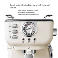 Retro Espressomachine, 20 Bar semi-automatisch koffiezetapparaat met manometer en stoommelkopschuimer voor thuisgebruik, cappuccino en latte