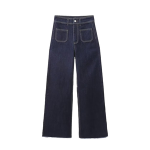 ZATRHMBM - Jeans de Mezclilla para Mujer, Estilo Marinero, Cintura Media, Corte Recto, Transpirables, Ecológicos, Otoño 2023 - Product Image 1