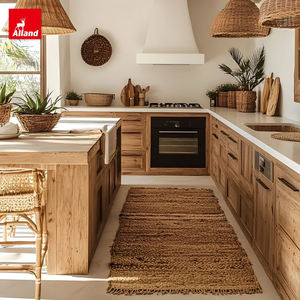 Idées de Rénovation Alland : Armoires de Cuisine Modulaires Modernes en <span class=keywords><strong>Bois</strong></span> Peint Style Ferme, Couleurs Teintées <span class=keywords><strong>Bois</strong></span> de Pin Clair, Poignées Noires, Salle à Manger - Product Image 2