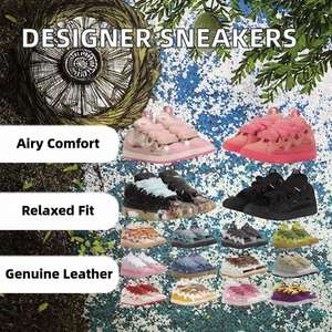 Fashion Designer Leather Casual Sneakers Denim Blue White Leopard Stock <b>Shoes</b> for <b>Men</b> Women Breathable Lace-Up <b>Platform</b> <b>Shoes</b> - Product Image 2