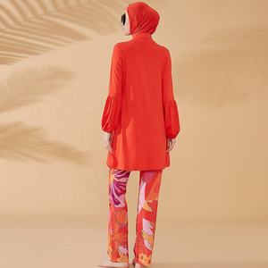 Arabe Dubaï islamique simple 3 pièces ensemble avec élastique orange imprimé personnalisable femmes musulmanes <span class=keywords><strong>maillot</strong></span> <span class=keywords><strong>de</strong></span> <span class=keywords><strong>bain</strong></span> - Product Image 2