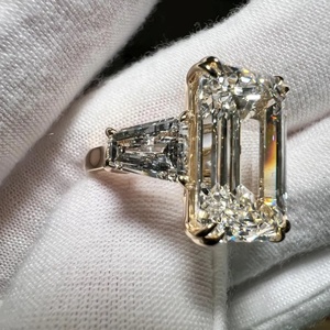 <span class=keywords><strong>Bague</strong></span> de luxe pour <span class=keywords><strong>femme</strong></span> en or véritable 18 carats 10ct avec diamant de laboratoire taille émeraude, grande <span class=keywords><strong>bague</strong></span> en diamant pour mariage et fiançailles - Product Image 2