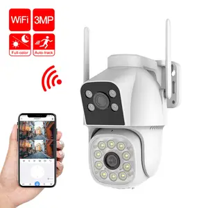 3MP Smart WIFI PT dome telecamera CCTV impermeabile doppia sorgente luminosa smart full color telecamera di sorveglianza Wireless rotazione PAN-TILT