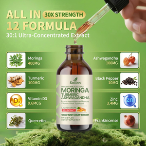 Çin Fabrikası OEM 30 Porsiyon Sıvı Konsantre Ekstrakt Moringa Zerdeçal Aşvaganda Buhur Kuerasetin Antioksidan Yetişkin - Product Image 6