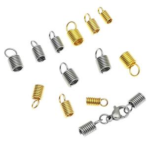 Embouts de cordon en acier inoxydable Attaches à ressort hélicoïdal pour résultats de terminateur de bijoux en cuir/corde - Product Image 1