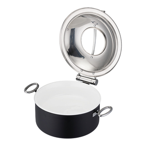 Juego de buffet de calentador de comida de plato de frotamiento negro redondo 4 L Chafer de acero inoxidable no eléctrico para restaurante Hotel Catering Party - Product Image 1
