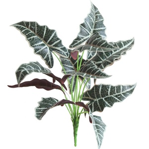 Rama <span class=keywords><strong>de</strong></span> Hojas Artificiales <span class=keywords><strong>de</strong></span> Alocasia <span class=keywords><strong>de</strong></span> 50 cm, 12 Cabezas, Hojas Verdes Tropicales Artificiales para Arreglos Florales, Decoración del Hogar y Bodas - Product Image 4