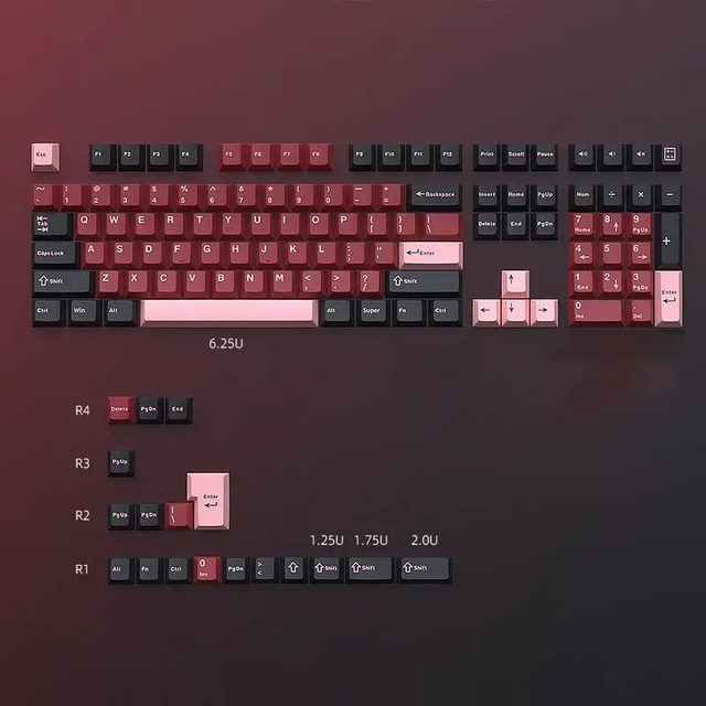 Red Samurai Keycap XDA Profile 126Keys PBT Double Shot Keycaps Support 61/64/84/87/98/104/108 Mechanical Gaming Keycaps