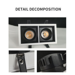 Spot LED encastré réglable double tête anti-éblouissement à intensité variable COB, downlight carré pour hôtels, centres commerciaux et magasins - Product Image 5