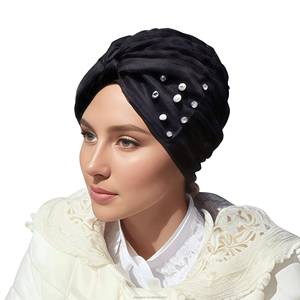 Gorro de chifón musulmán YASEEN con diseño de cuentas de color sólido para mujer, transpirable, ecológico, adecuado para todas las estaciones. - Product Image 5
