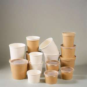 Bol à soupe en papier kraft jetable de qualité alimentaire, personnalisable, au meilleur prix, avec couvercle en PP et couvercle en papier - Product Image 2