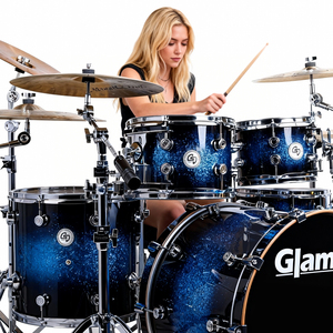 Baterías Acústicas Portátiles Profesionales Glamor de Alta Calidad Serie de Instrumentos Musicales Foco Verde Azul Sets de Tambores con Pandereta - Product Image 1
