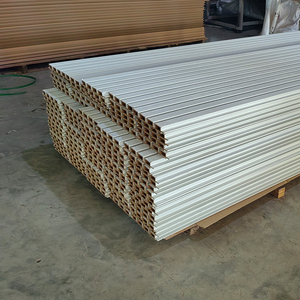 Màu trắng tinh khiết hạt gỗ WPC Tấm ốp tường fluted chất lượng slat <span class=keywords><strong>Composite</strong></span> Tường Ngoài Trời Bảng điều khiển cho bên ngoài bức tường trang trí - Product Image 4