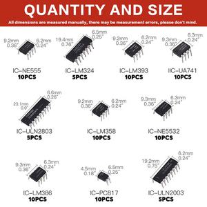 85PCS 10 loại Thông số kỹ thuật khác nhau IC NE555 lm324 lm393p ua741cn pc817 ULN2003 LM358 chip Kit Dip đơn chính xác hẹn giờ - Product Image 3