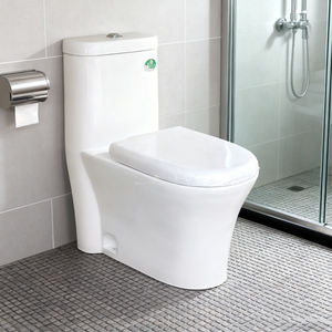 WC monobloc moderne en céramique à chasse siphonique allongée, double chasse, à poser au sol, pour salle de bain - Product Image 1