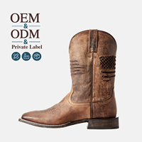 Bottes de cowboy vintage pour homme CHENO en cuir marron à bout carré avec embout composite