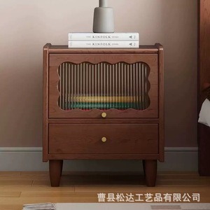 Wooden bedside table, cross-border creative home <b>small</b> storage <b>cabinet</b>, solid wood double-layer bedroom bedside table - Product Image 4