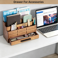 Organisateur de bureau en bois avec tiroir, organiseur de factures et de courrier, porte-documents pour fournitures de bureau, accessoires de bureau