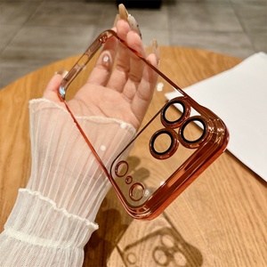 ultra Thin Hard Pc Electroplated Phone Cases for iphone 17 Frameless Tpu Bumper with <b>Glass</b> Lens <b>Protector</b> case - Product Image 3