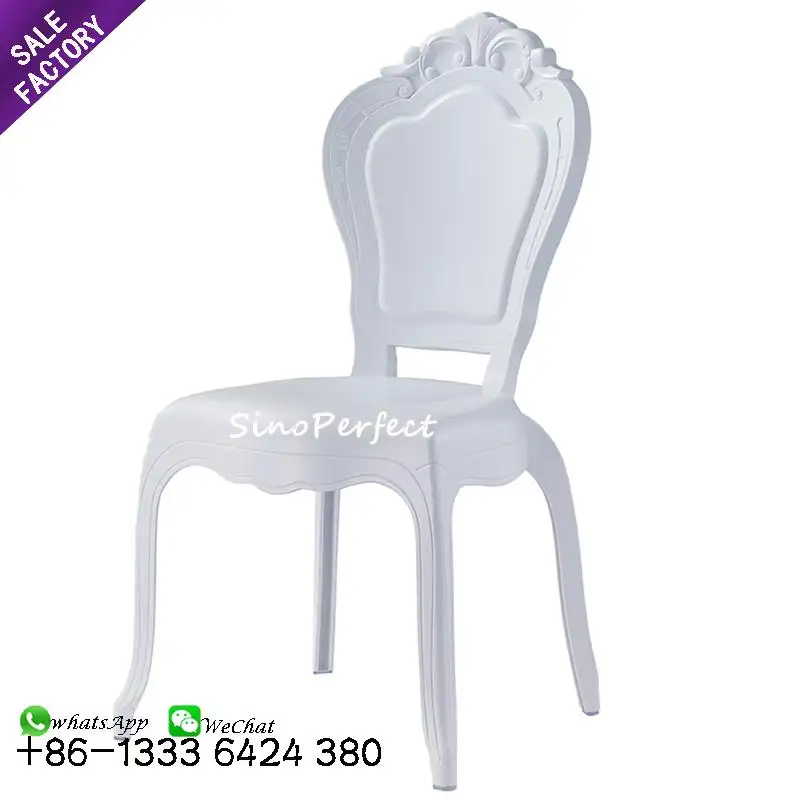Sino mükemmel yeni varış güzel desen mobilya parti olay otel ziyafet düğün açık istiflenebilir beyaz plastik sandalye
