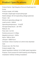 Pompa Vakum Diafragma Mikro AP12400L DC 12V Ukuran Kecil 45g Pompa Udara Ringan 3L/mnt untuk Perangkat Pengambilan Sampel Gas Portabel