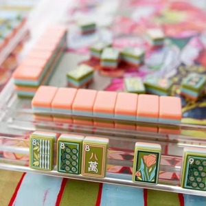 Juego de Fichas de Mahjong Americano <span class=keywords><strong>Fengcai</strong></span> 2026 de Acrílico de Alta Calidad, Color Rosa Pálido y Blanco, Diseño de Loto, Arte Moderno, 4 Capas, Entretenimiento - Product Image 5