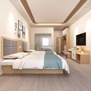 3 Star Hotel Bedroom Furniture Full Room Sets Modern <b>Queen</b> King Wooden <b>Bed</b> <b>Frame</b> With Headboard Nightstands TV Stand & Wardrobe - Product Image 4