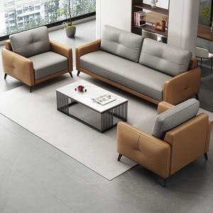 Conjunto de Sofás de Oficina en Cuero PU con Esponja de Alta Densidad, Cómodos para Reuniones, Capacitación, Negocios y Áreas de Descanso - Product Image 1