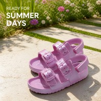 Детские сандалии Shimmer Pink с регулируемым ремешком, блестящие, для улицы, из ЭВА, легкие, дышащие, милые, для девочек, летние