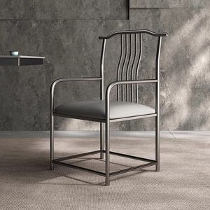 Silla de Hierro con Respaldo para Té, Silla Simple y Moderna para Balcón, Combinación de Mesa y Silla Ocasional para Patio Exterior, para Beber Té - Product Image 1