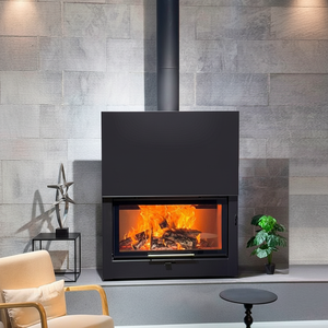 Insert de cheminée moderne à bois, grande <span class=keywords><strong>foyer</strong></span> en acier, chauffage au feu véritable, pour maison et villa - Product Image 6